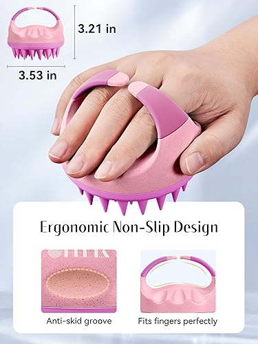 Miniatura 2 de HEETA Masajeador de cuero cabelludo para el crecimiento del cabello con cerdas de silicona suaves para eliminar la caspa y aliviar la picazón,