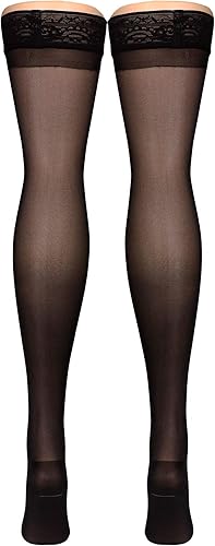 Miniatura 19 de Truform Medias de compresión transparentes, 15-20 mmHg, longitud alta hasta el muslo para mujer, 20 denier, beige, XL