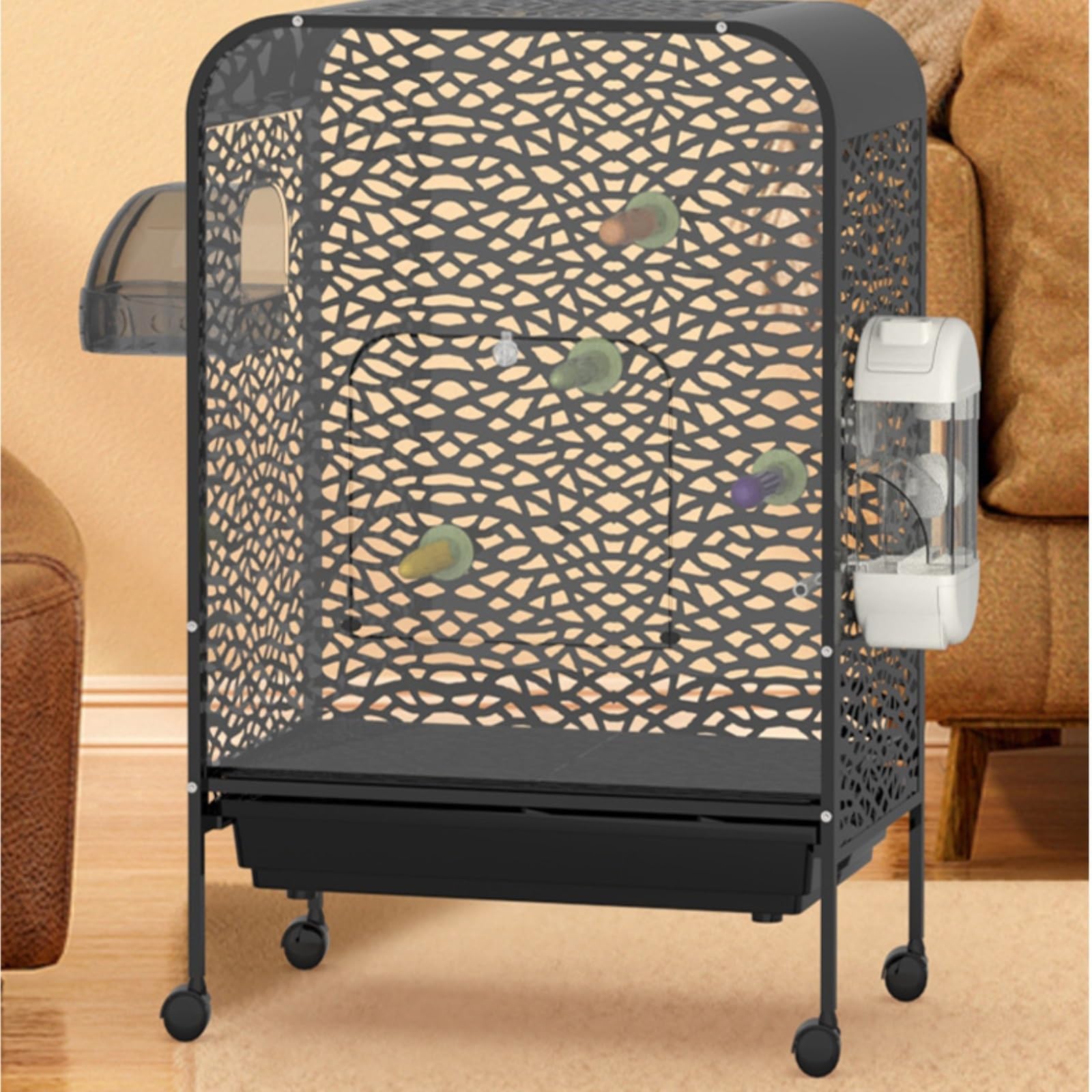 Gabbia per uccelli Gabbia Canarini Gabbia For Uccelli For Pappagalli, Inseparabili, Fringuelli, Grande Vassoio Rimovibile Voliera Robusta(Black)