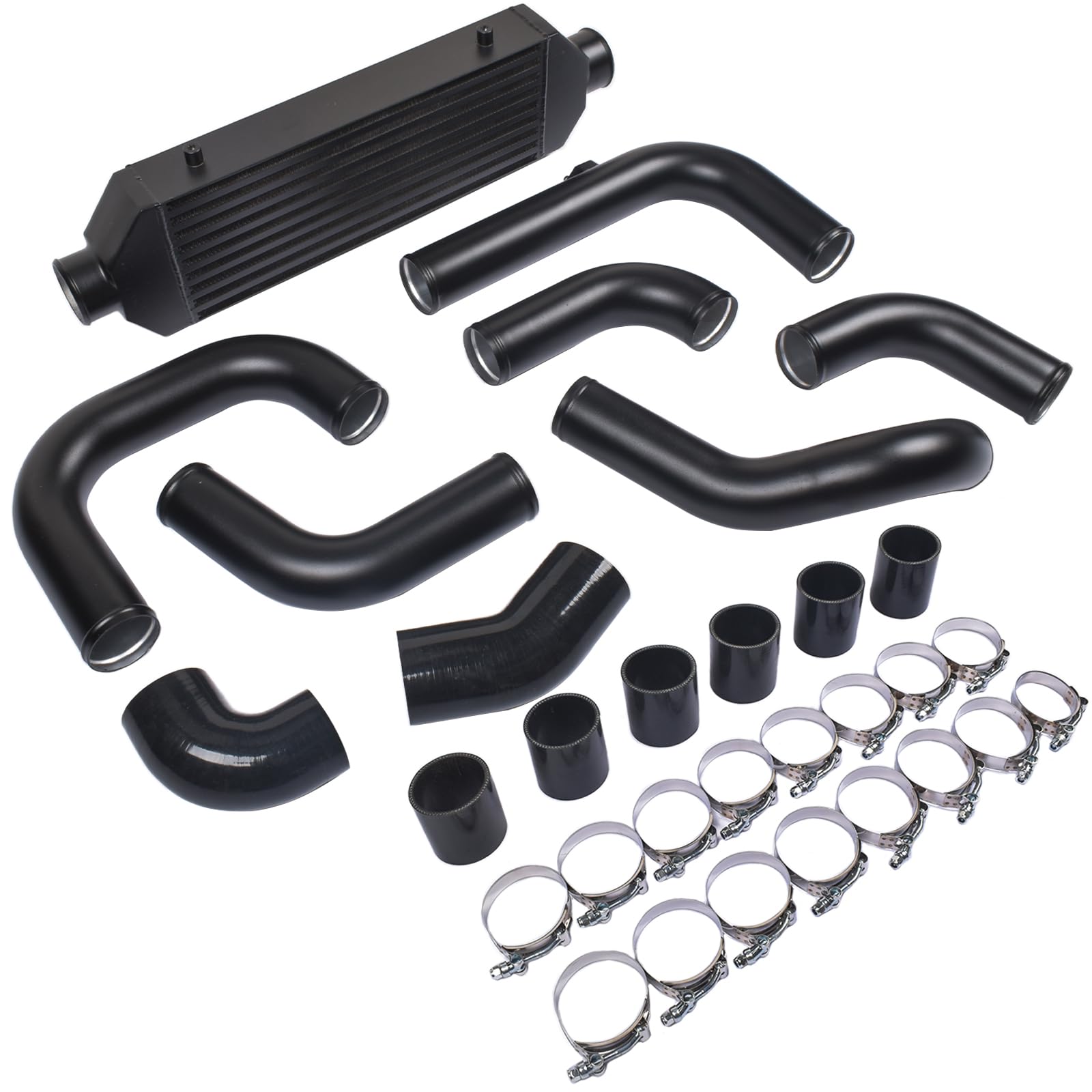 Kit de enfriador de aire con soporte frontal negro Kit de intercooler compatible con Golf MK4 A3 8L Leon 1.9TDI 1998-2005