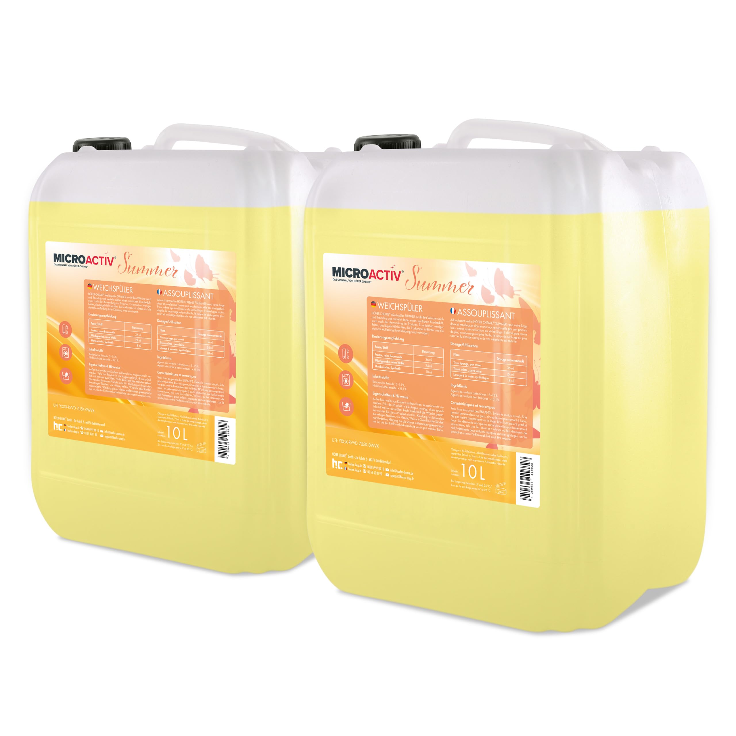 2 x 10 L Weichspüler Konzentrat - Summer | Sommerduft von Höfer Chemie