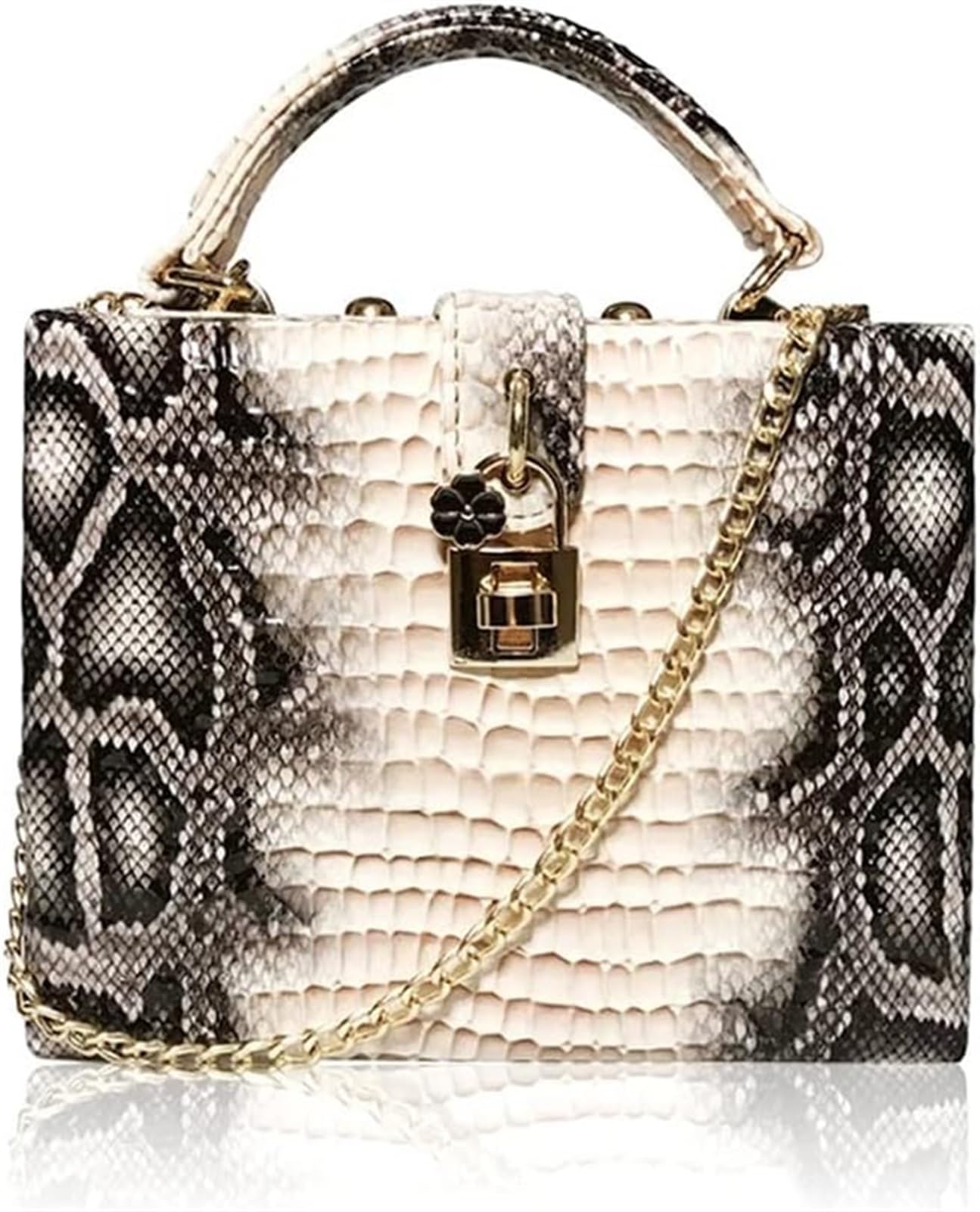 TiLeze Handbag Lock Small Square PU Evening Clutch Shoulder Bag Ladies Dinner Party Purse (Color : A)