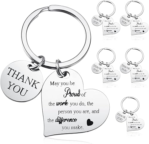 Inbagi 6 piezas de regalos de agradecimiento para mujeres y hombres, llavero de agradecimiento para compañeros de trabajo, empleados y maestros