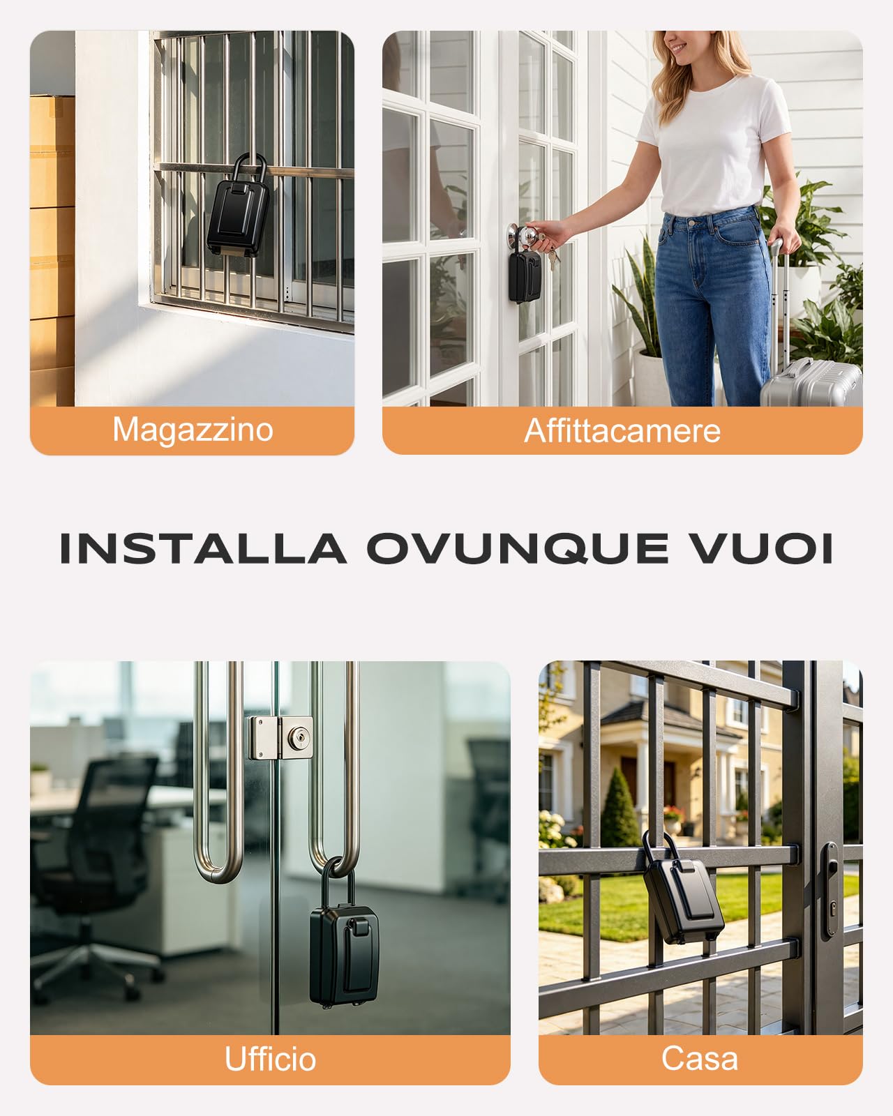 Mohard Key Box con Gancio, 3 Key Ricambio Resettabile Cassetta Chiavi con Codice 4 Cifre, Impermeabili & Grande Capacità Cassaforte Sicurezza Self Check in per Casa, Appartamento, Ufficio, Garage