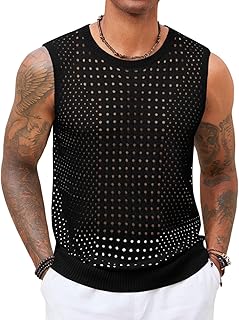 Runcati Men's Knit Sleeveless See Through Tank