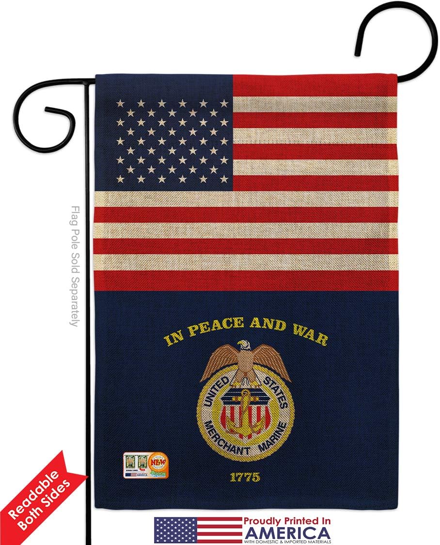 US Merchant Marine Garden Flag Set Wall Holder Armed Forces Corps USMC Semper Fi United State American Military Veteran Retire Official Small Gift Yard House Banner Double-Sided 13 X 18.5