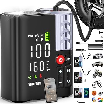 Tire Inflator Portable Air Compressor, 5X Faster Air Pump for Car