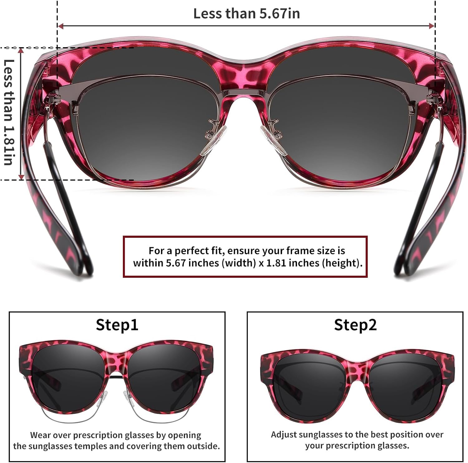 HAOLOTA Fit Over Glasses Sunglasses for Women Polarized, Trendy Cat Eye Sunglasses Wear Over Glasses, UV Protection - Image 5