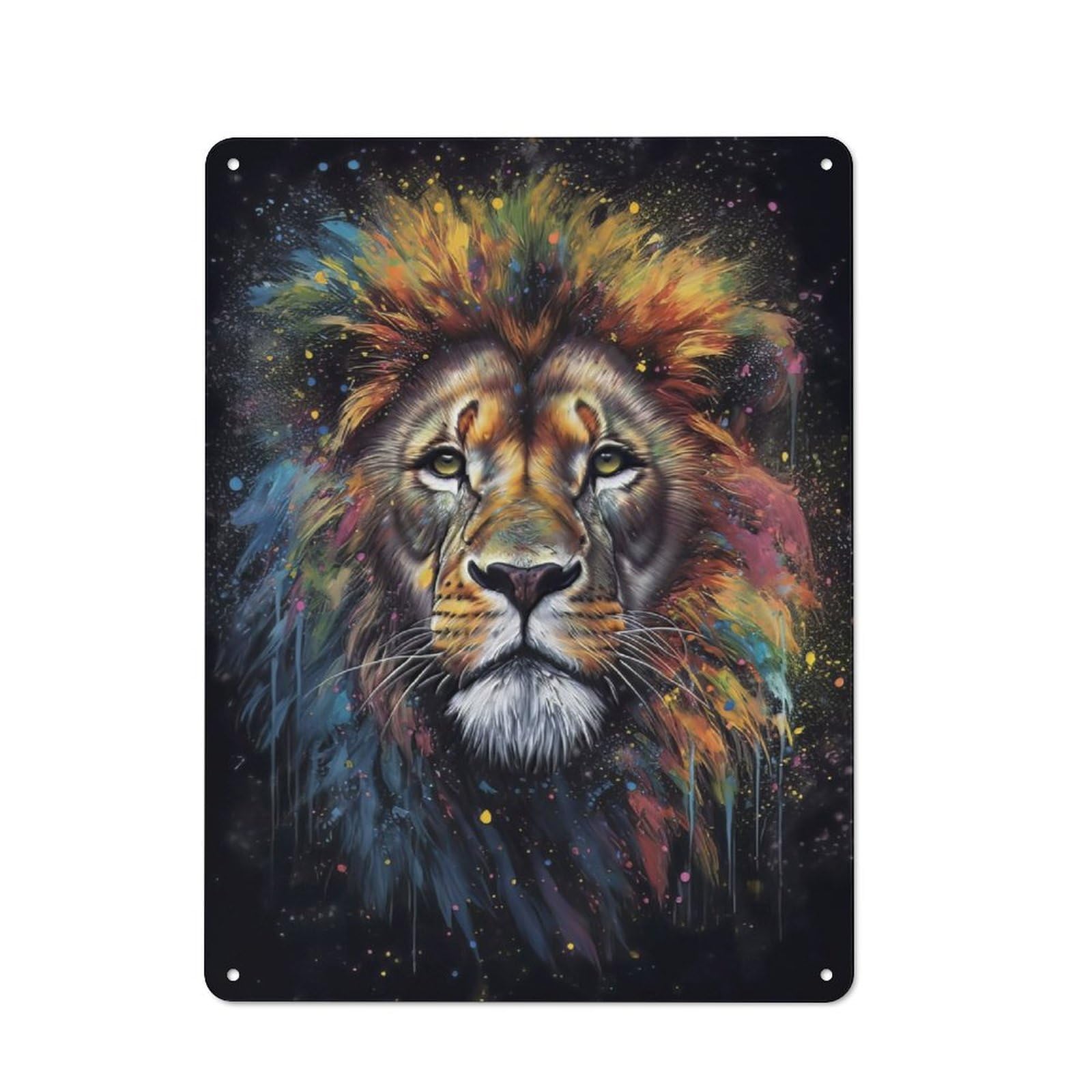 Junmoney Lion Painting Vintage Metal Plaque 40X30cm For Man Cave Or Games Room, For An Autumn Update To Man Cave And Games Room