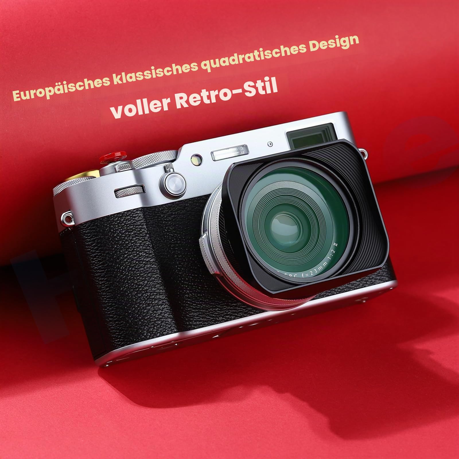 Haoge LH-X200B Gegenlichtblende aus Metall mit 49 mm Adapterring und Metallkappe für Fujifilm X100VI Fuji X100V X100F X100T X100S X70 Kamerazubehör schwarz