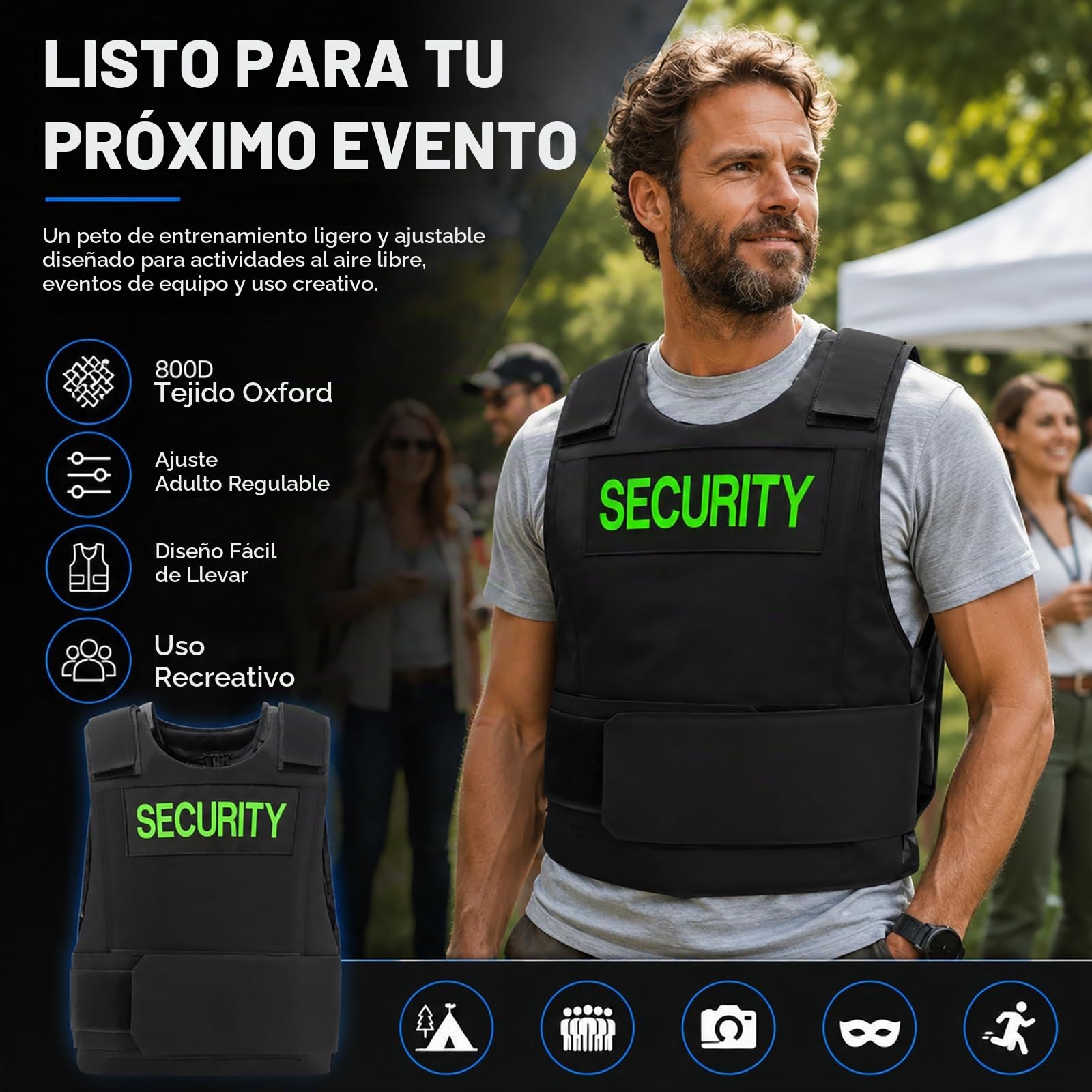 Taeku Chaleco de Entrenamiento al Aire Libre, Chaleco de Seguridad Ligero Ajustable para Airsoft, Paintball, Cosplay y Juegos en Equipo