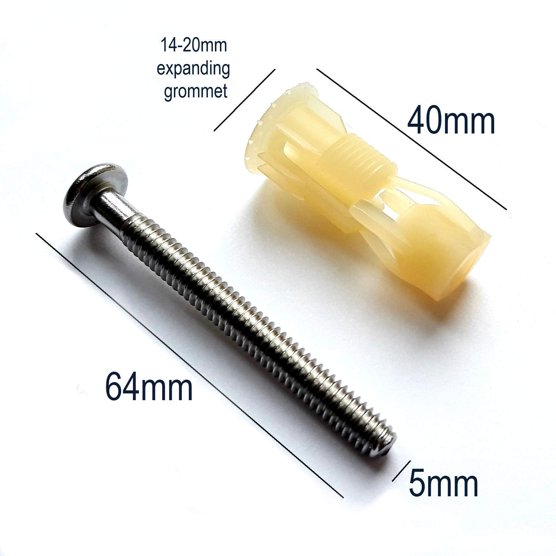 Buy Toilet Seat Fittings Top Fix Blind Hole WC Fixings 6mm pins Toilet Seat Hinges Quick Release