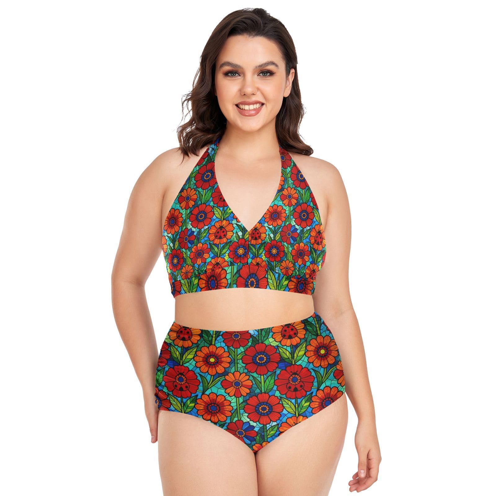 FRODOTGV Curvy damskie dwuczęściowe zestawy kąpielowe L-4XL