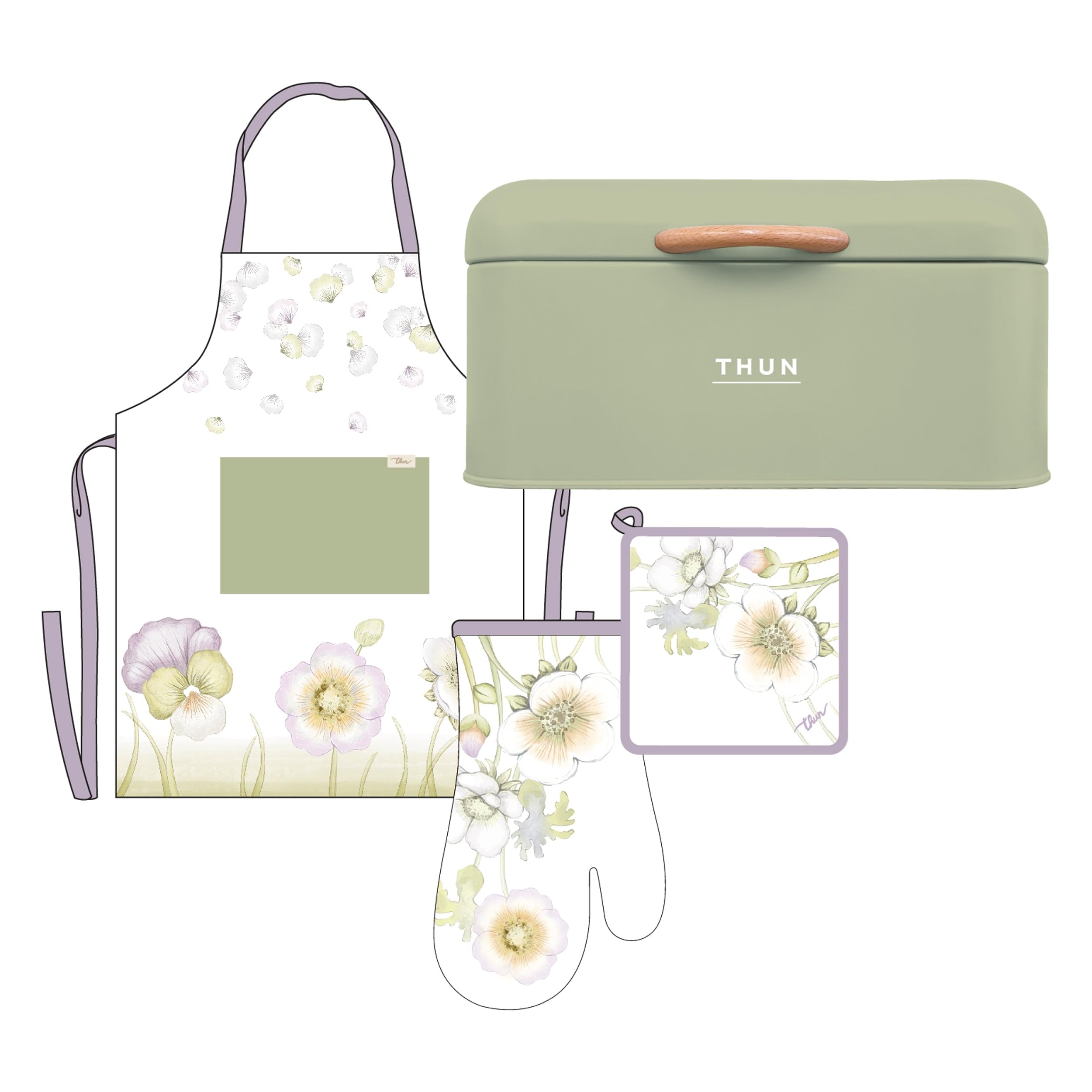 THUN Grembiule Da Cucina Bloom B101495 Set Tessili Cucina Unisex Poliestere Multicolor