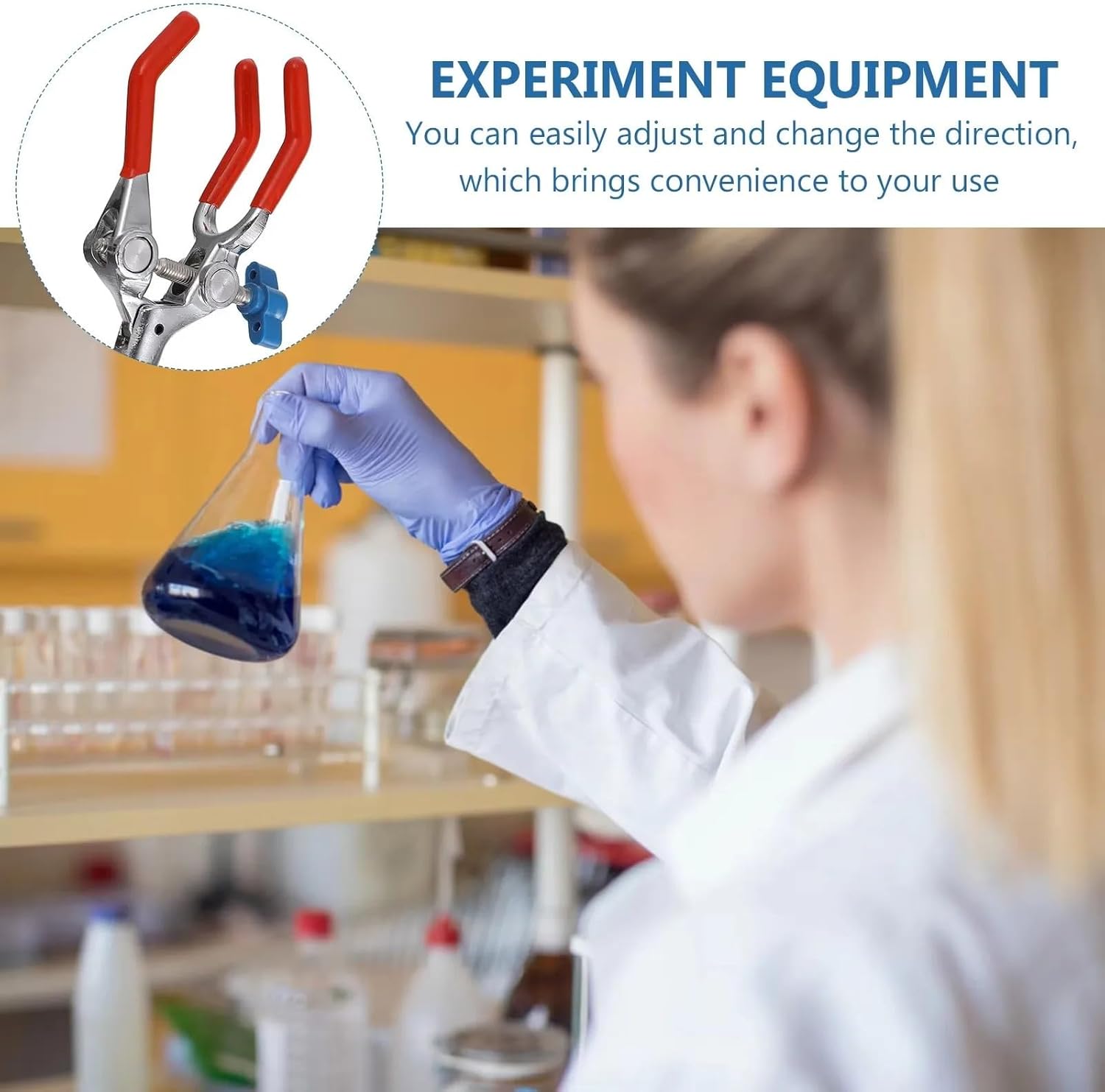 Laboratory 3-Finger Clamp Clamp Holder Stand Rod Beaker Holder Swivel Type Flask Clip with Swivel Boss Head Up to 89mm
