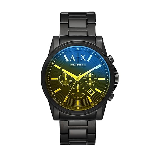 AX Armani Exchange Relógio cronógrafo masculino com pulseira de couro, aço inoxidável ou silicone
