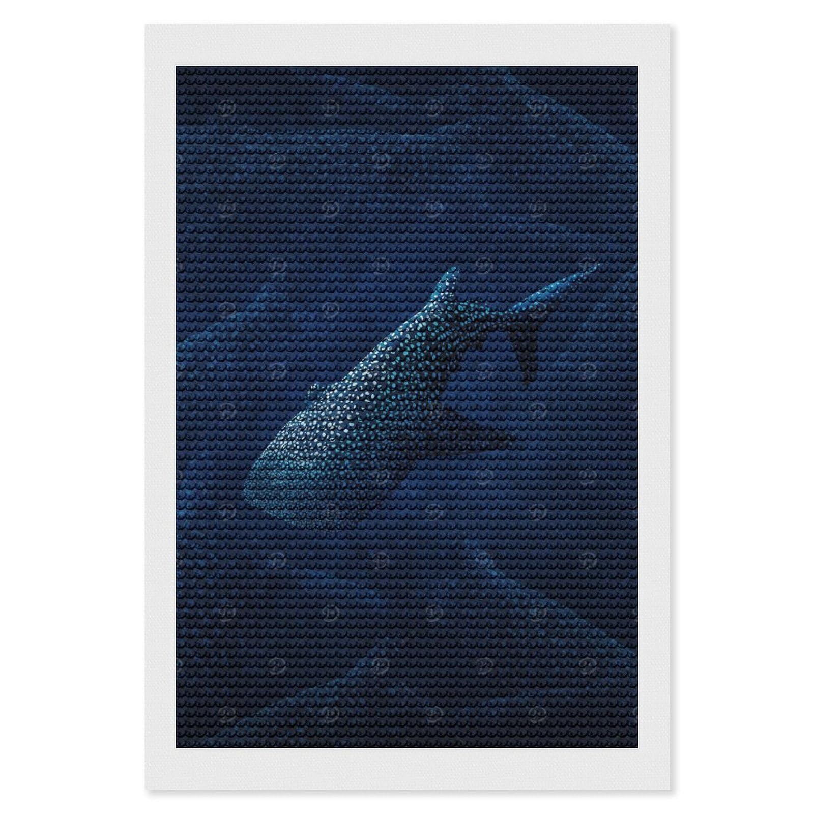 Junmoney Whale Sharks(2) Diamond Painting Kit 8"x12", Adhesive Canvas, Home Wall Decor, for Beginners, Birthday Gift, Full Kit Included