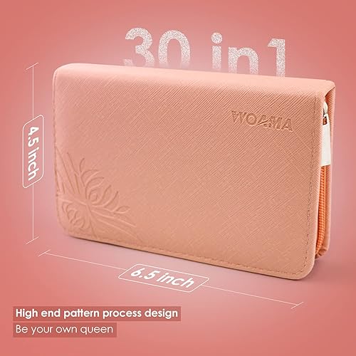 Miniatura 6 de WOAMA - Juego profesional de manicura con 30 piezas de acero inoxidable en estuche rosa Rosado, Negro, Azul / Patchwork, forro polar verde con