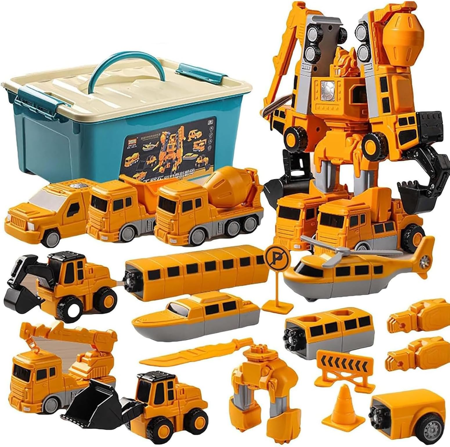 Constructo, Constructo Modular Transforming Toy Set, Magnetic Transform Engineering Car Assembled Toys with Storage Box, Magnetic Cars and Trucks for Kids (Set A-35pieces)