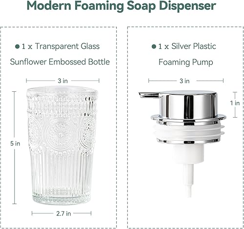 Miniatura 6 de AZMOYAC Dispensador de jabón espumoso, dispensador de jabón de manos espumoso con bomba plateada para baño y cocina, dispensador de jabón de manos