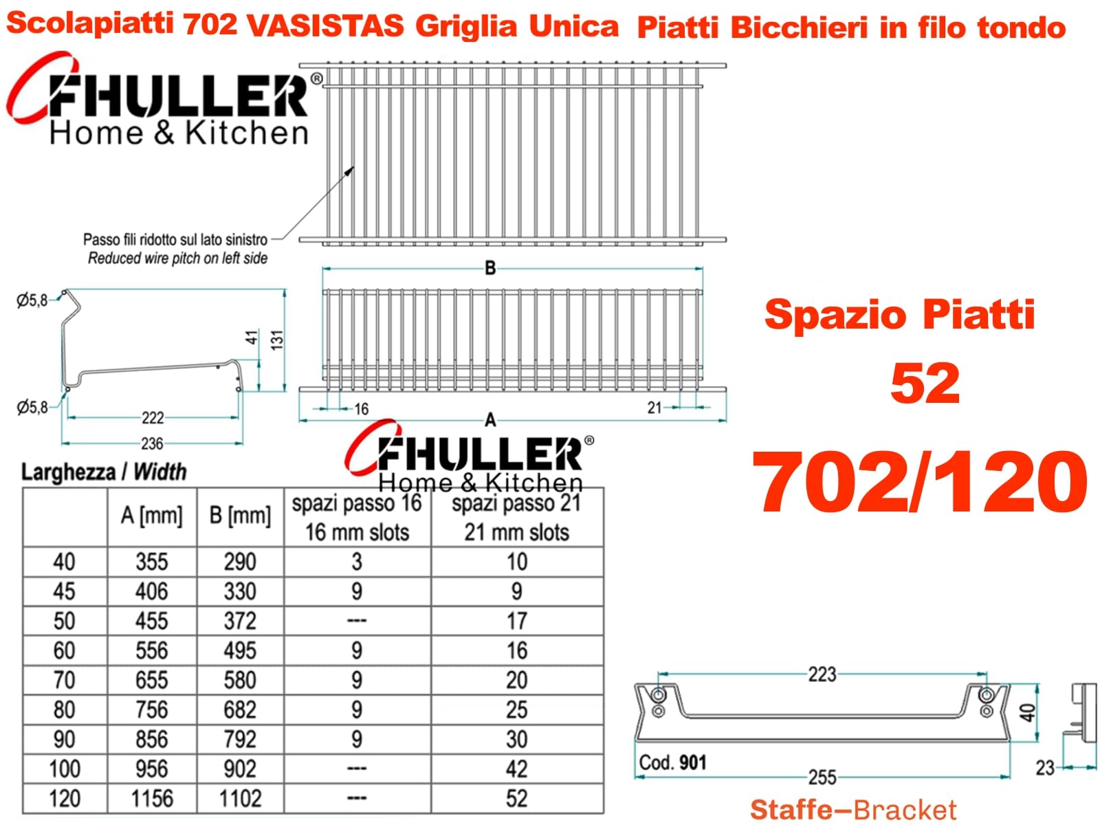 Scolapiatti Incasso VASISTAS Griglia Unica Piatti Bicchieri ACCIAIO INOX (NO Cromato o Verniciato Grigio) 702/120XP4 PENSILE 120 INTERNO 116,4 Misura Scolapiatti 115,6 +Vaschetta INOX +Telaio