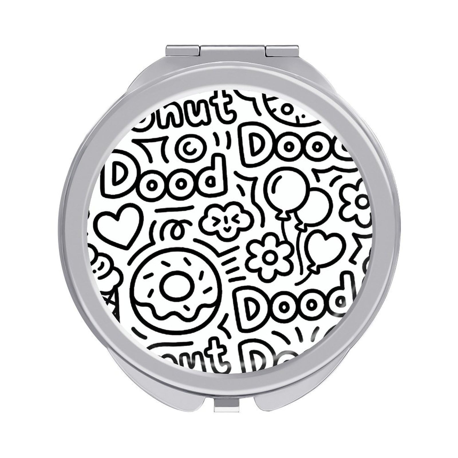 LZQPOEAS Donut Dood Compact Mirror, Double-Sided Folding Makeup Mirror, Durable Metal Travel Pocket Mirror for Purse, Portable Round Touch-Up Mirror for Table Gifts and Everyday Use