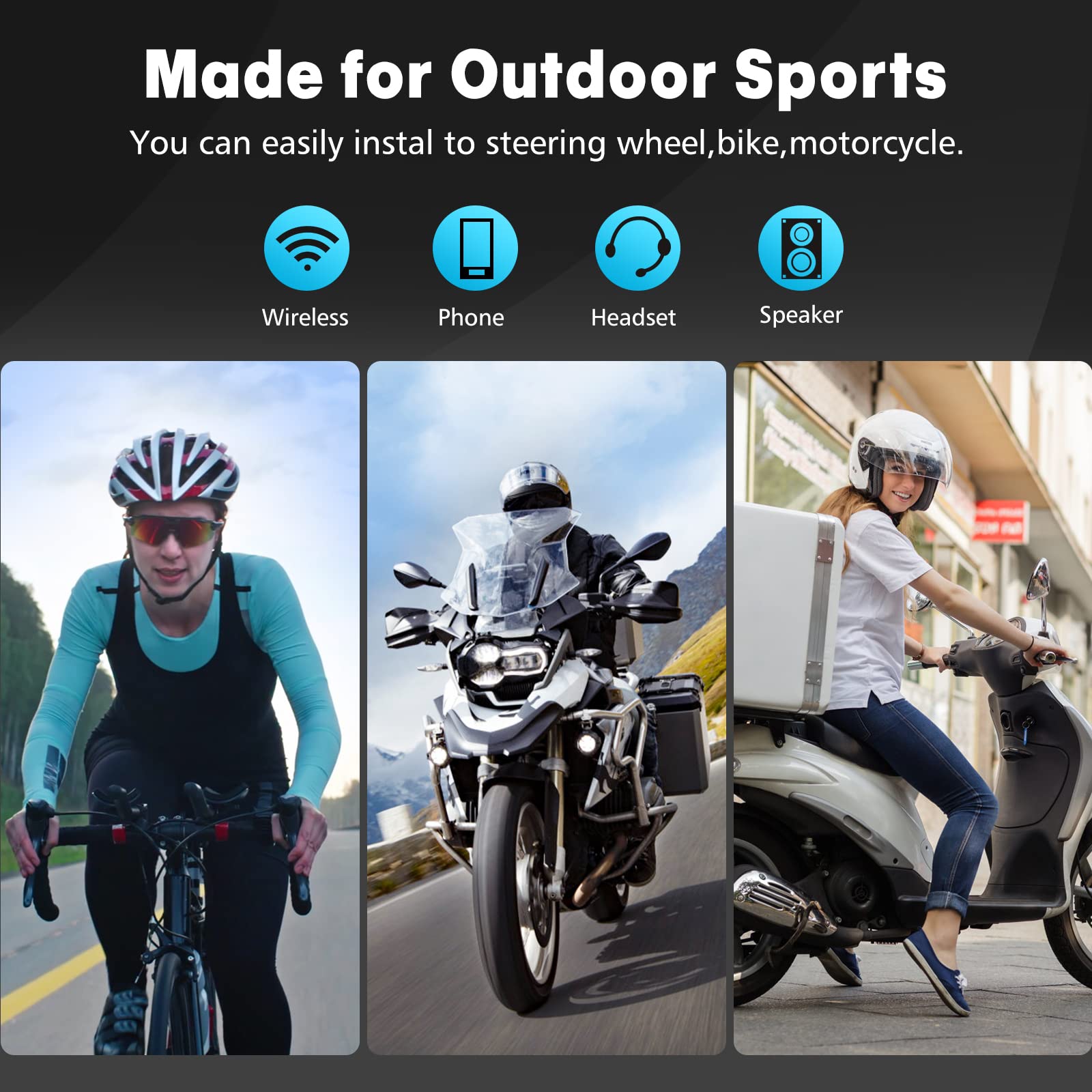 Button Bluetooth Smart Remote Control Kit for Any iPhone 13 Pro Max/13 Pro/13/13 Mini and Android Device with Strap ;Wireless IP67 Waterproof Phone Controller for Car Bike Motorbike Steering Wheel