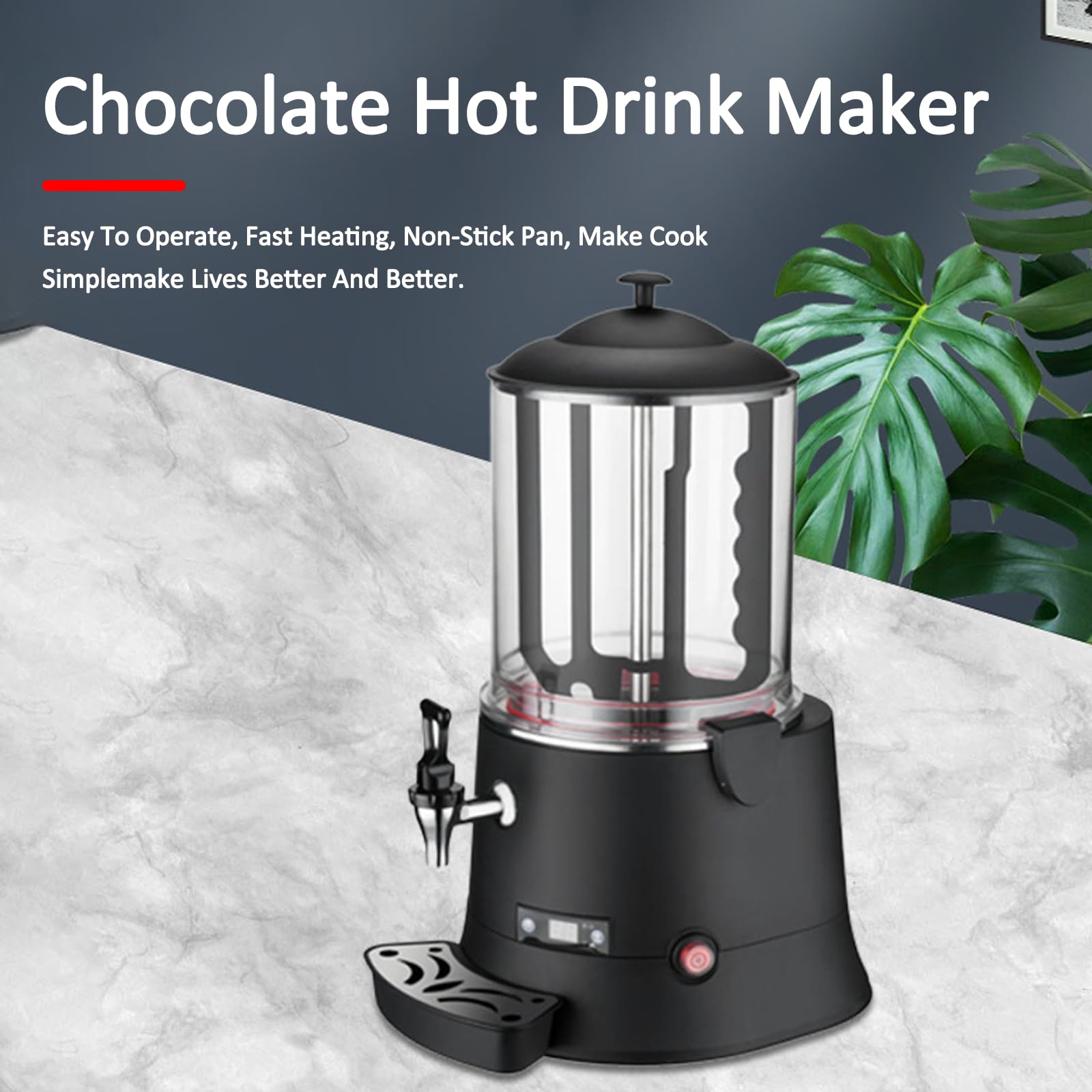 Dispensador de chocolate caliente con pantalla LED y termostato ajustable para calentar bebidas