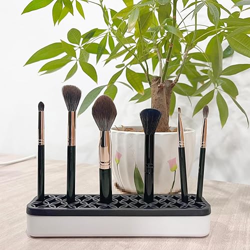 Miniatura 4 de TANG SONG 2 PCS Rectángulo Silicona Maquillaje Cepillos Titular Caja de Almacenamiento Cosméticos Organizador de escritorio (negro)