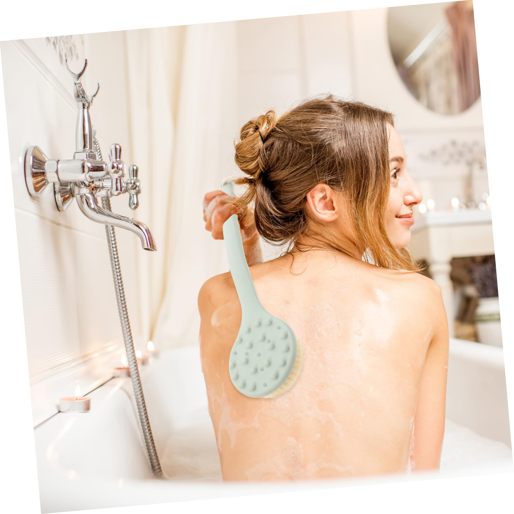 minkissy 5 Pezzi Spazzola Esfoliante Per La Schiena Spazzola Per La Schiena Da Doccia Spazzola Per Lo Scrub Del Corpo Con Manico Retrattile Per Uomo Fornitura Di Prodotti Da Bagno Sicuri