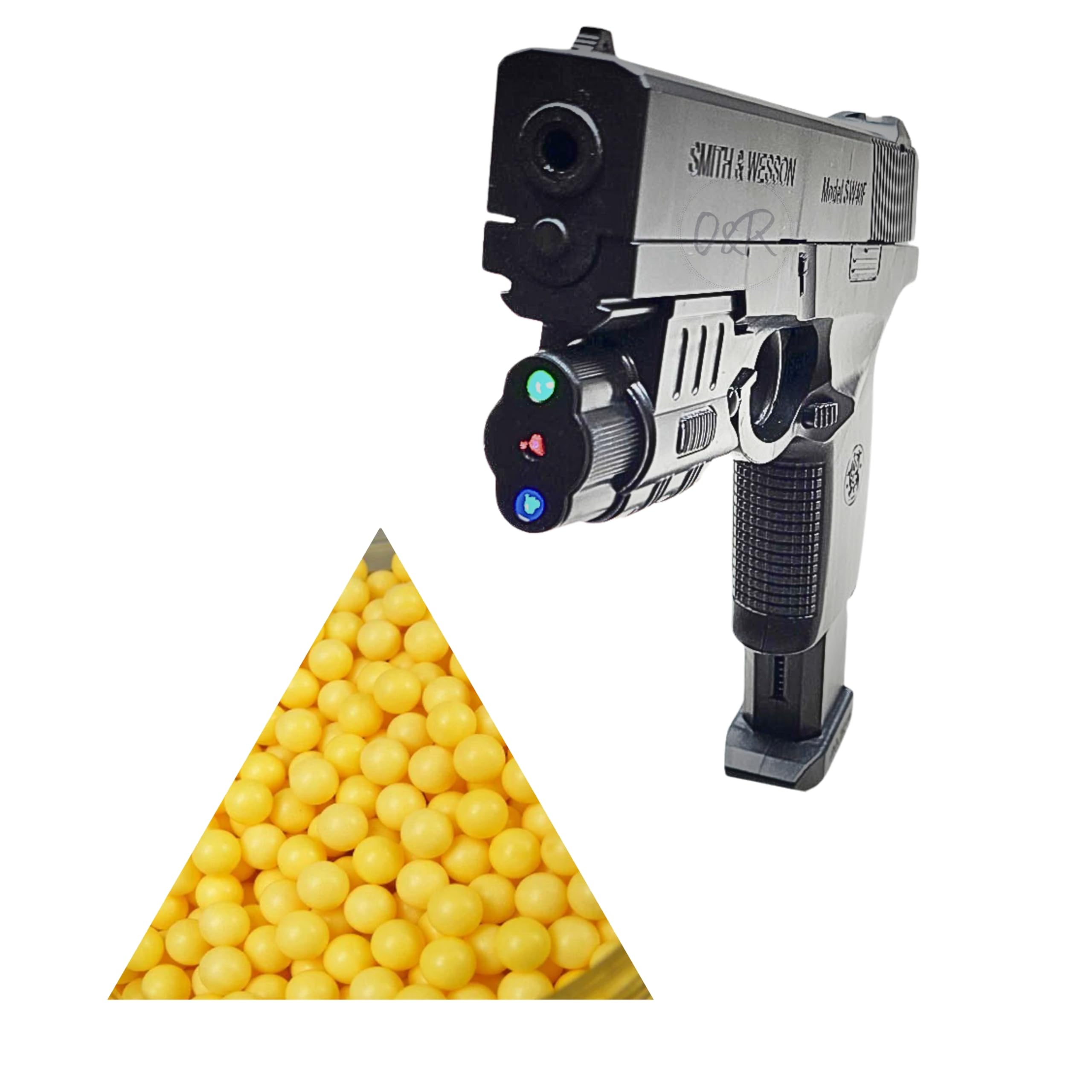 AS® Double Bell Smith Wesson M1911 Gas Blowback Airsoft Pistol with Laser Light ( one Laser Light, 2 3D Light ) - Black-picture-23