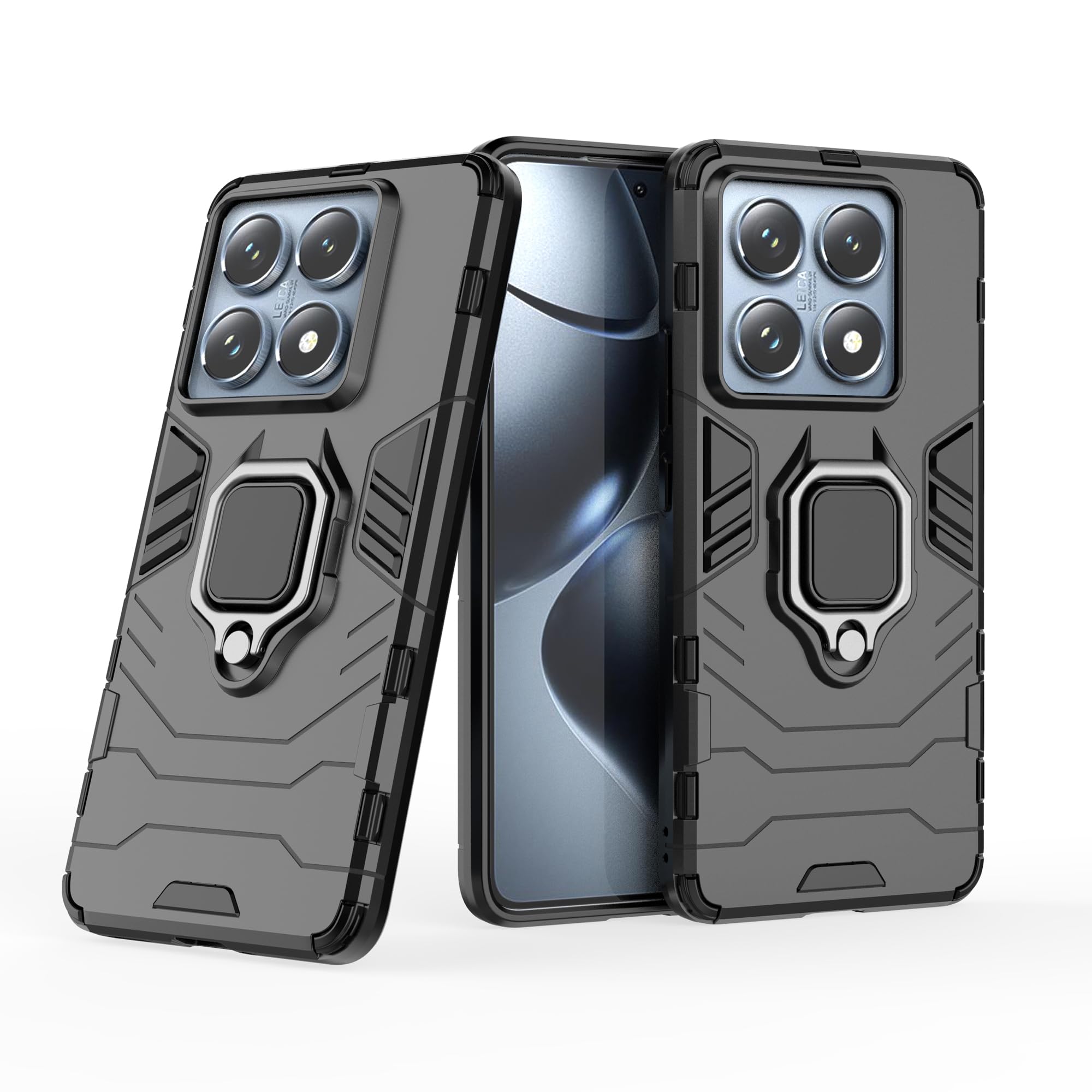 Coque ESTH Xiaomi 14T 5G Avec Anneau Rotatif + 2 Verres Trempés – Bleu, Norme Militaire