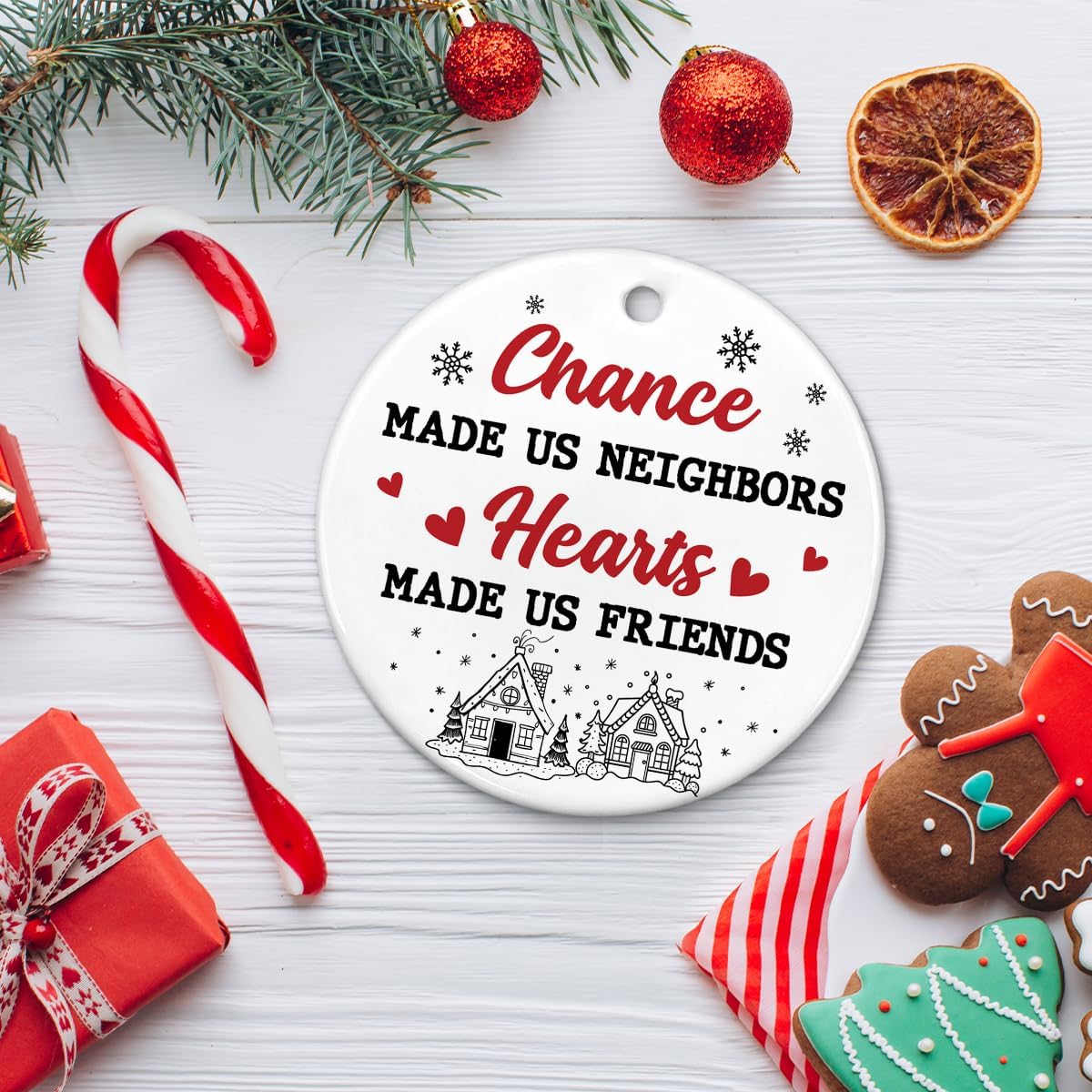 Neighbor Gifts Christmas Ornaments, Friendship Gifts for Neighbors Friends Bestie, Neighbor Friends Ceramic Christmas Ornament for Tree Decorations - Image 5
