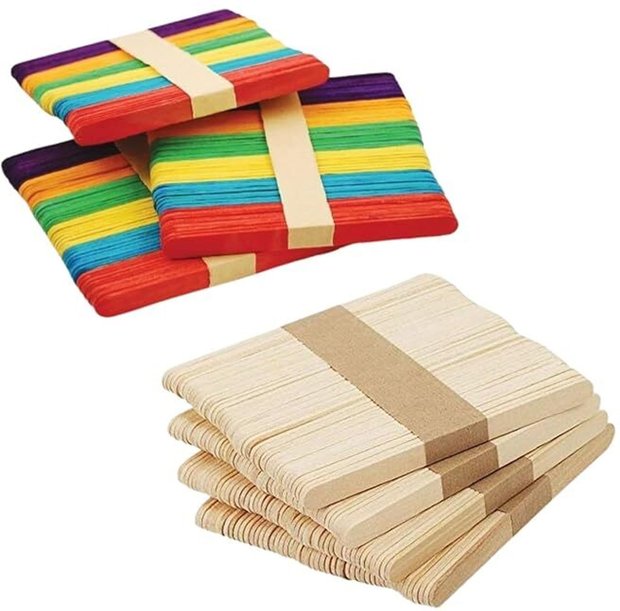 Eclet 100-Piece Wooden Ice Cream/Popsicle Sticks – White & Colored Craft Sticks for Kids DIY Art & Craft Projects-image-31