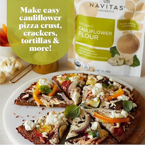 Miniatura 4 de Navitas Harina de coliflor Organics 7 onzas orgánica sin OMG 100 harina de coliflor para pizza keto y hornear 13 porciones