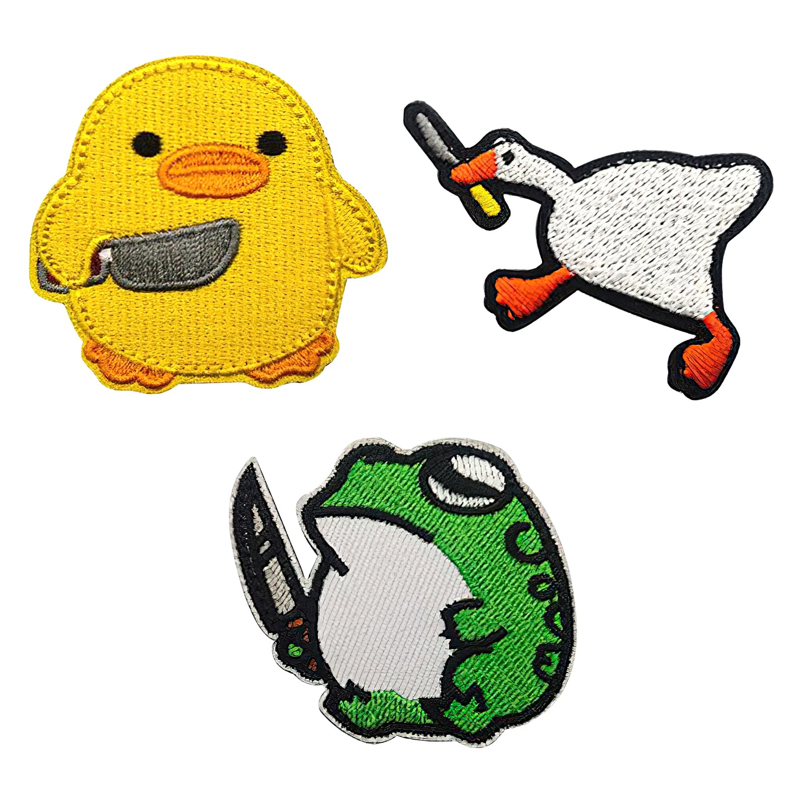 BRISKORE 3 Velcro Patches Funny Military Patches Velcro Patches Military Velcro Sticker Magic Goose Duck Frog Sticker With Knife For Kids, Girls, Jackets, Jeans, Backpacks
