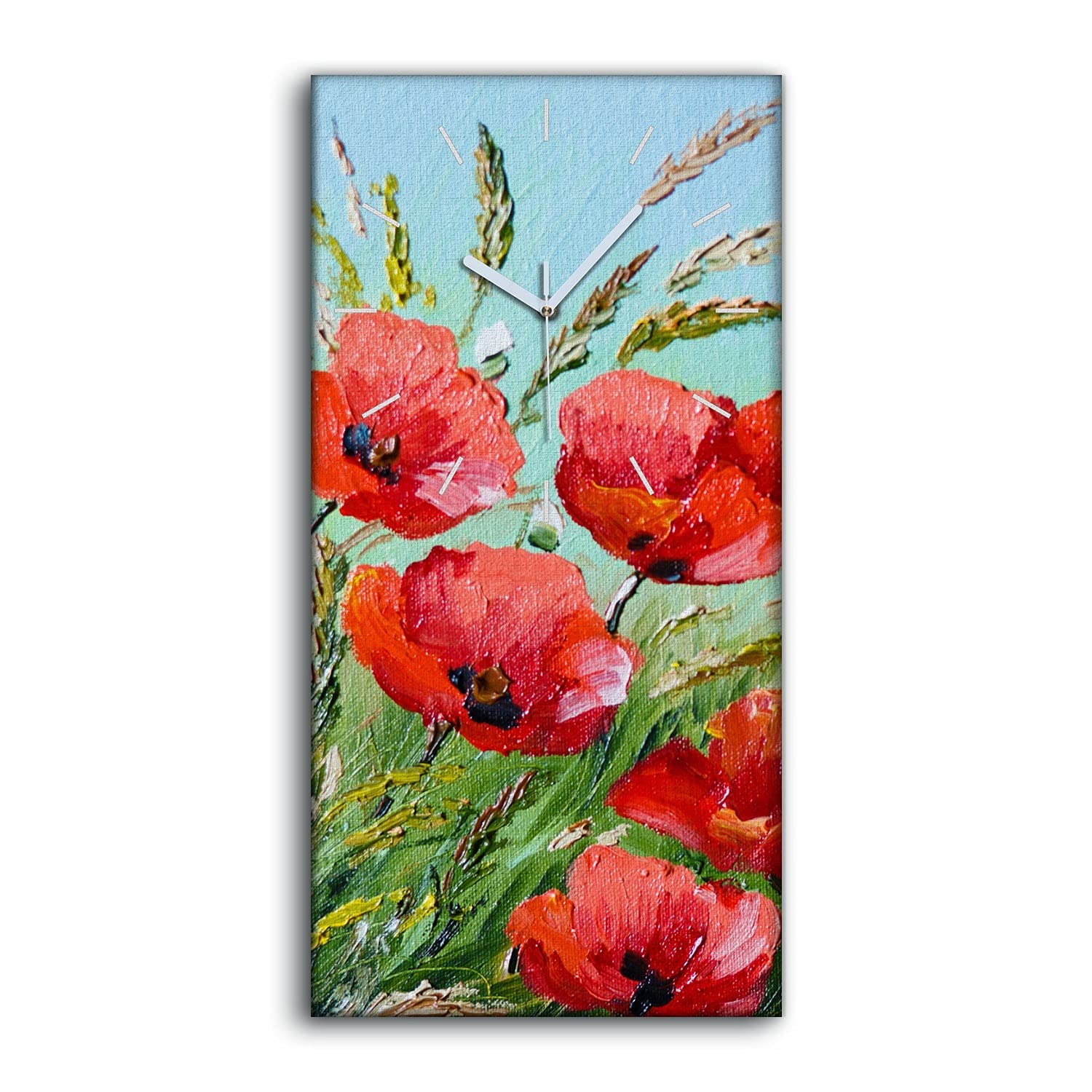 Horloge sur Toile Salon Fleur Printemps Décoration Murale Moderne pour Ambiance Zen Moderne 30x60cm