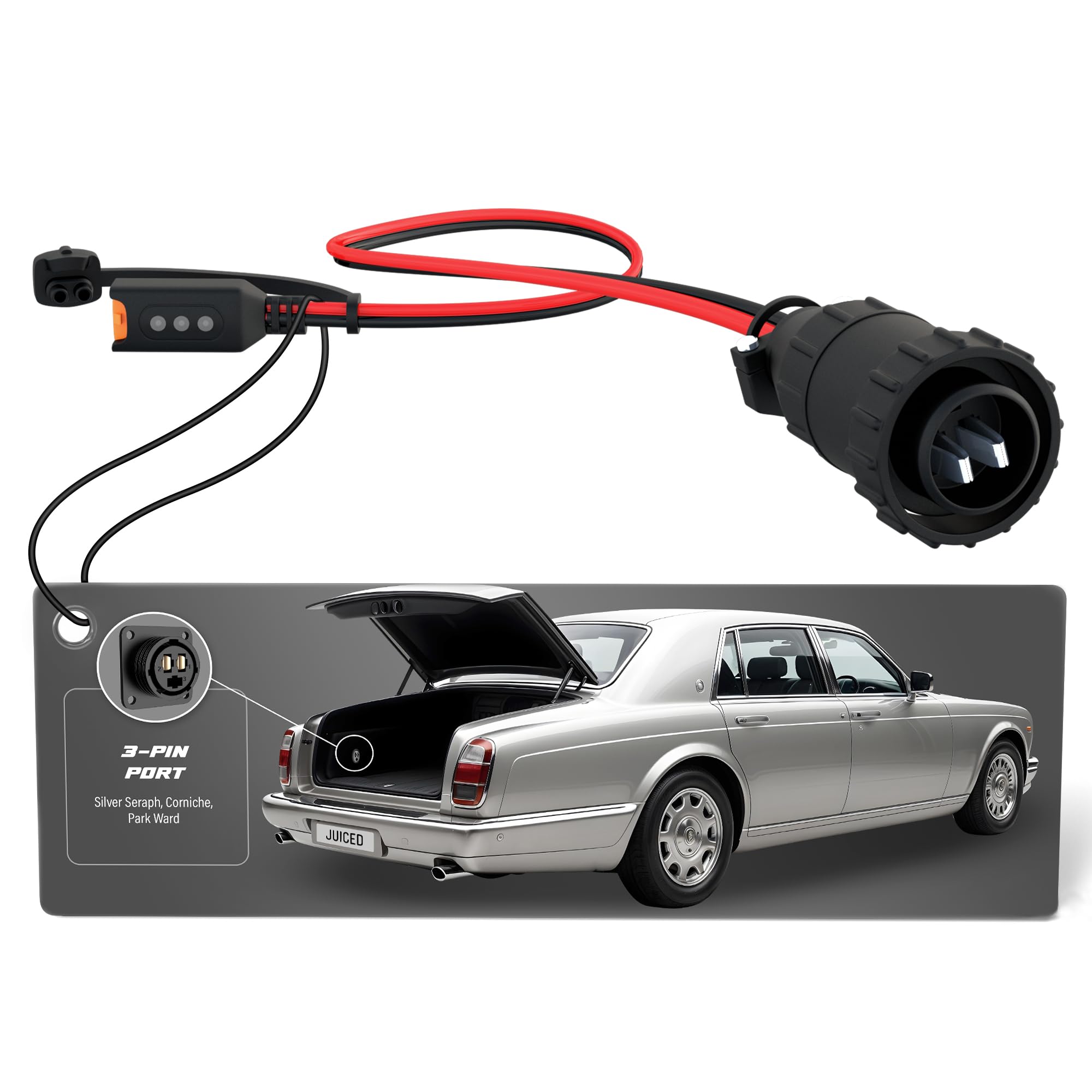 JMR Adapter for Rolls Royce Silver Seraph Corniche Park Ward Compatible with CTEK (3-Pin Port, with Indicator)