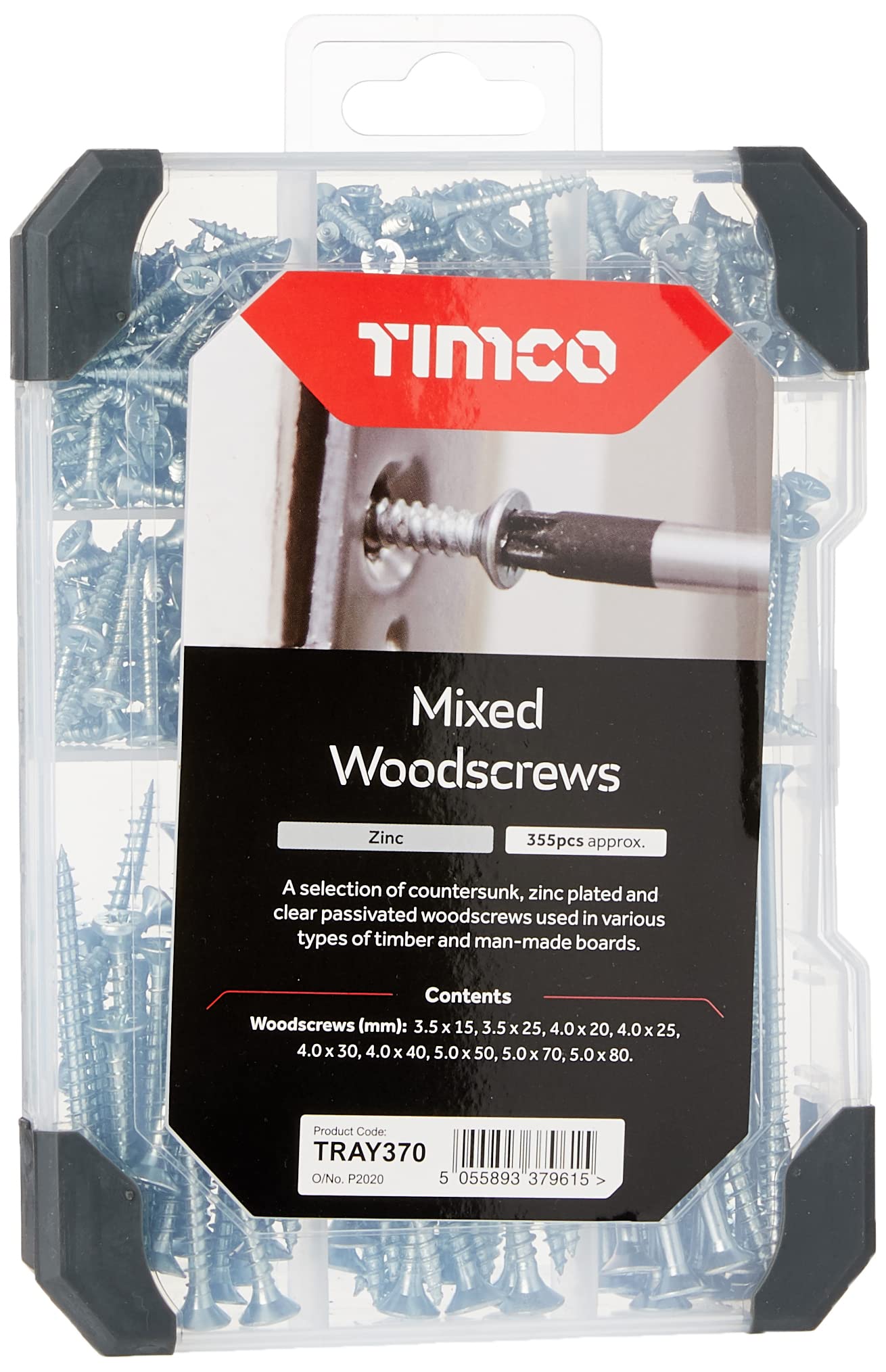 Timco Countersunk Silver Woodscrews Mixed Tray340Pcs from B&Q