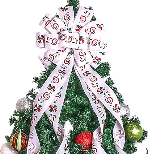 Miniatura 6 de Decoración para árbol de Navidad, lazo de corona de Navidad de 45 x 12 pulgadas, lazo grande de Navidad con letras estampadas para árbol de Navidad,