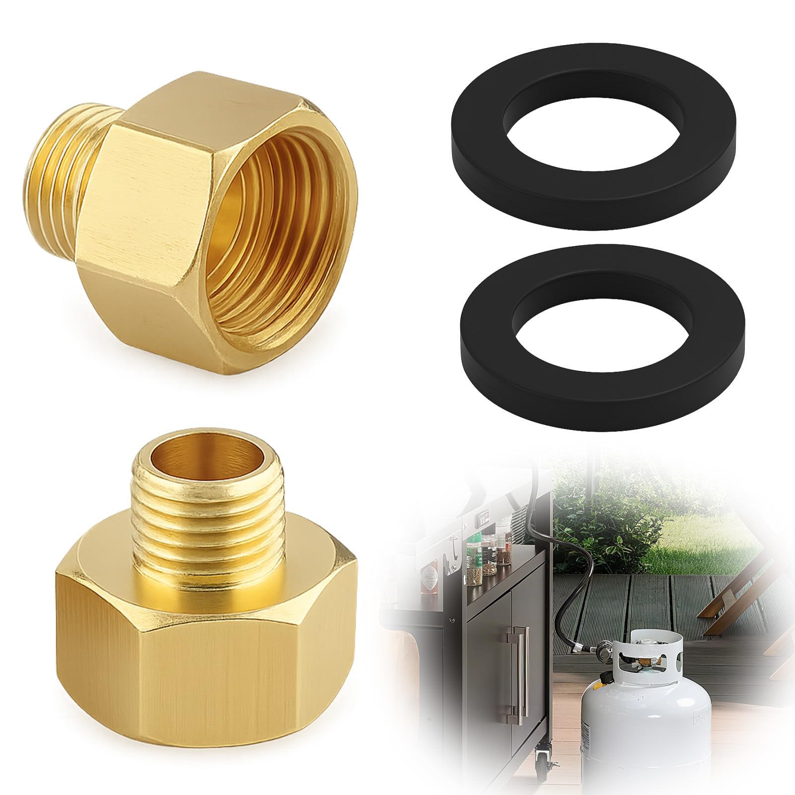2 adaptadores de gas LPG de 1/2 pulgadas R x 1/4 pulgadas LKS para estufa de gas, adaptador para bombonas de gas, conector de manguera de gas de cobre para cocina de gas, estufa de taburete, hornillo