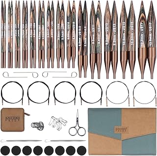 Knitter's Pride Terra Grande 교체 가능한 바늘 세트 4in / 10cm(4인치) - 14 미국 사이즈 (2.5 ~ 17)