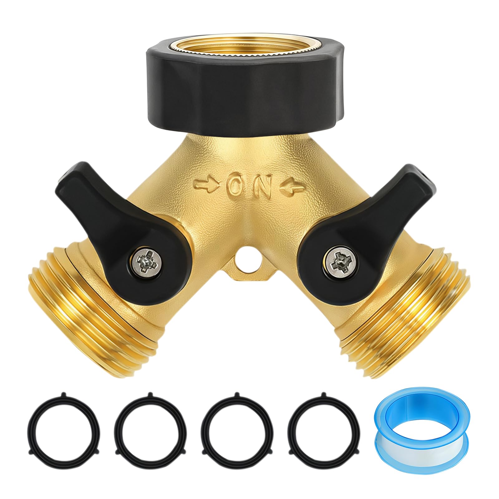 Resszo Hose Splitter 2 Way for Washing Machine & Outdoor Tap,Garden Tap Splitter 2 Way,3/4” Outside Tap Hose Connector with Individual Valves,Y Splitter,Garden Hose & Car Washing