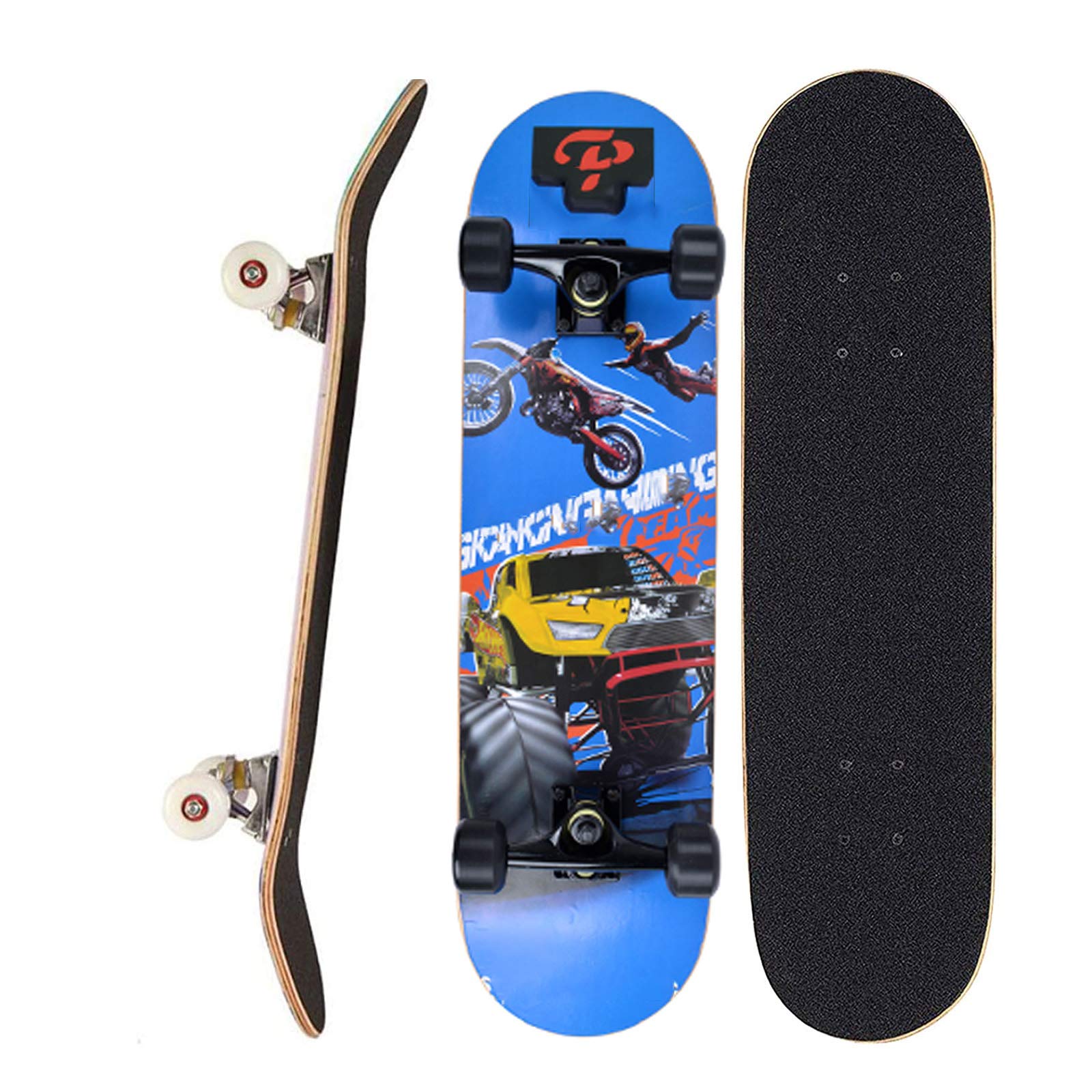 Beginners Complete Skateboard 31x8Inch 7 Layer Maple Double Kick Concave Standard And Tricks Skateboards For Kids And Beginners