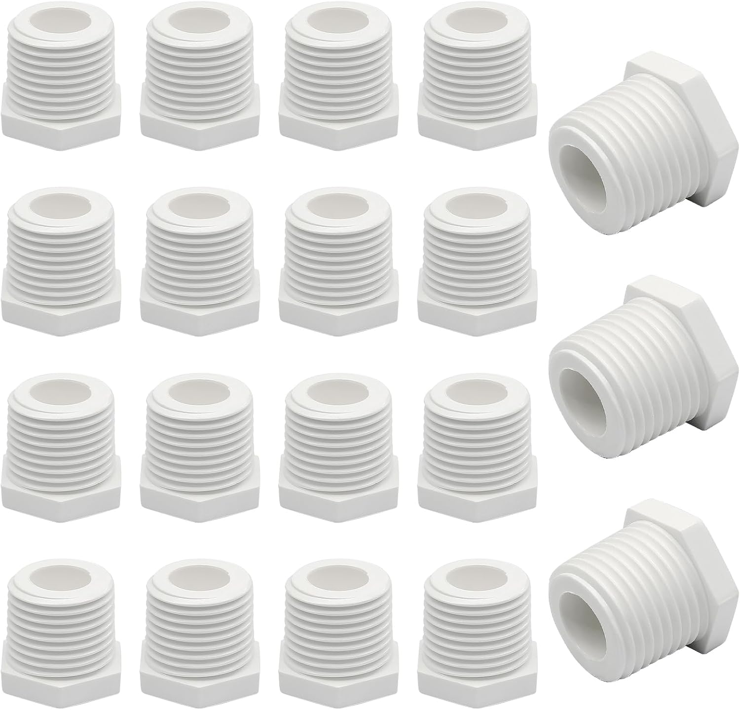 3/4 Inch Npt Pvc Hot Water Heater Drain Plug,20 Pieces Plastic PVC Pipe Fittings End Caps, Hot Tub Drain Plug Fittings End Caps Coupling Adapter (White)