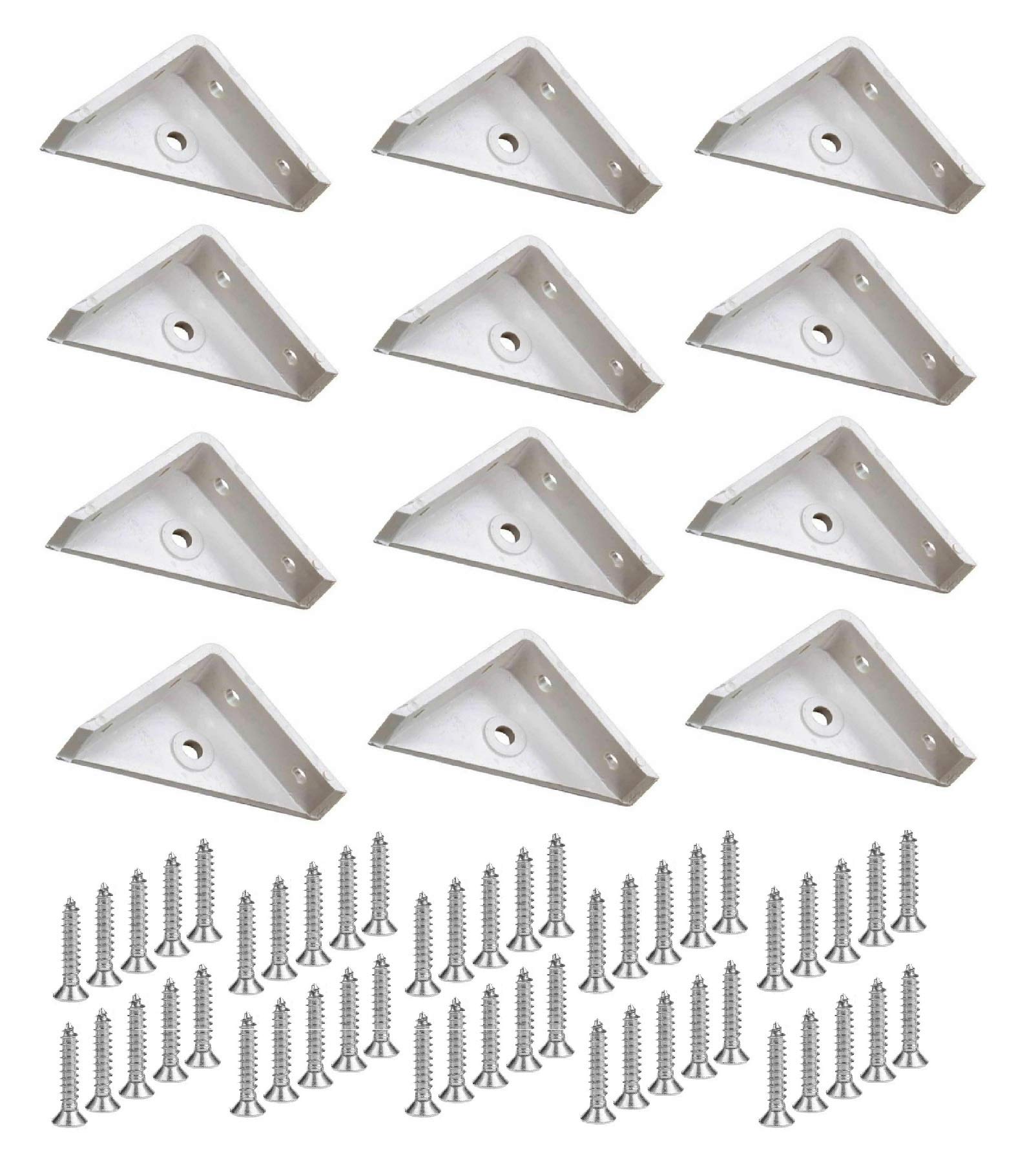 Terf White Terf® 12 Pcs Heavy Duty Plastic 50Mm Angel Mounting Corner Brace Bracket Joining Fixing Repair Self Support Plastic Plates With Fixing Screw
