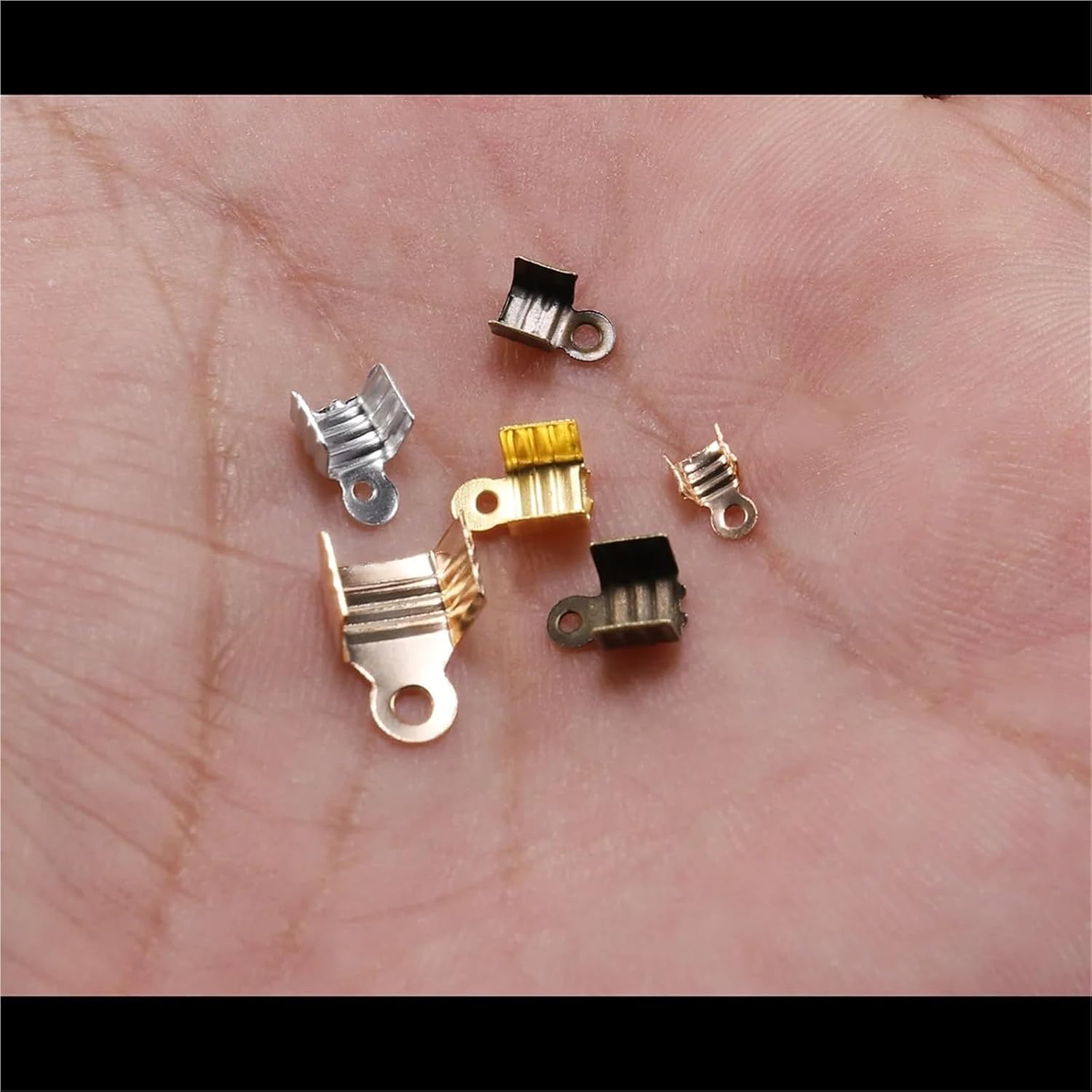 Fold Over Cord Ends 4000Pcs 3 4 5 8mm Gold Cord End Tip Fold Over Three-Wire Clasp Crimp Bead Connector for DIY Jewelry Making Finding Buckle Supply(8mm)