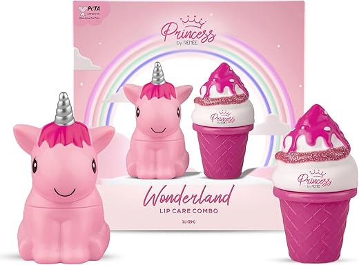 Princess Wonderland Lip Care Combo Kit – Pre-Teen Girls, Contains Snowball Lip Balm 3g & Icecream Lip Gloss 8ml, Glossy Shine, Nourishing and Moisturizing Effect – No Parabens,…