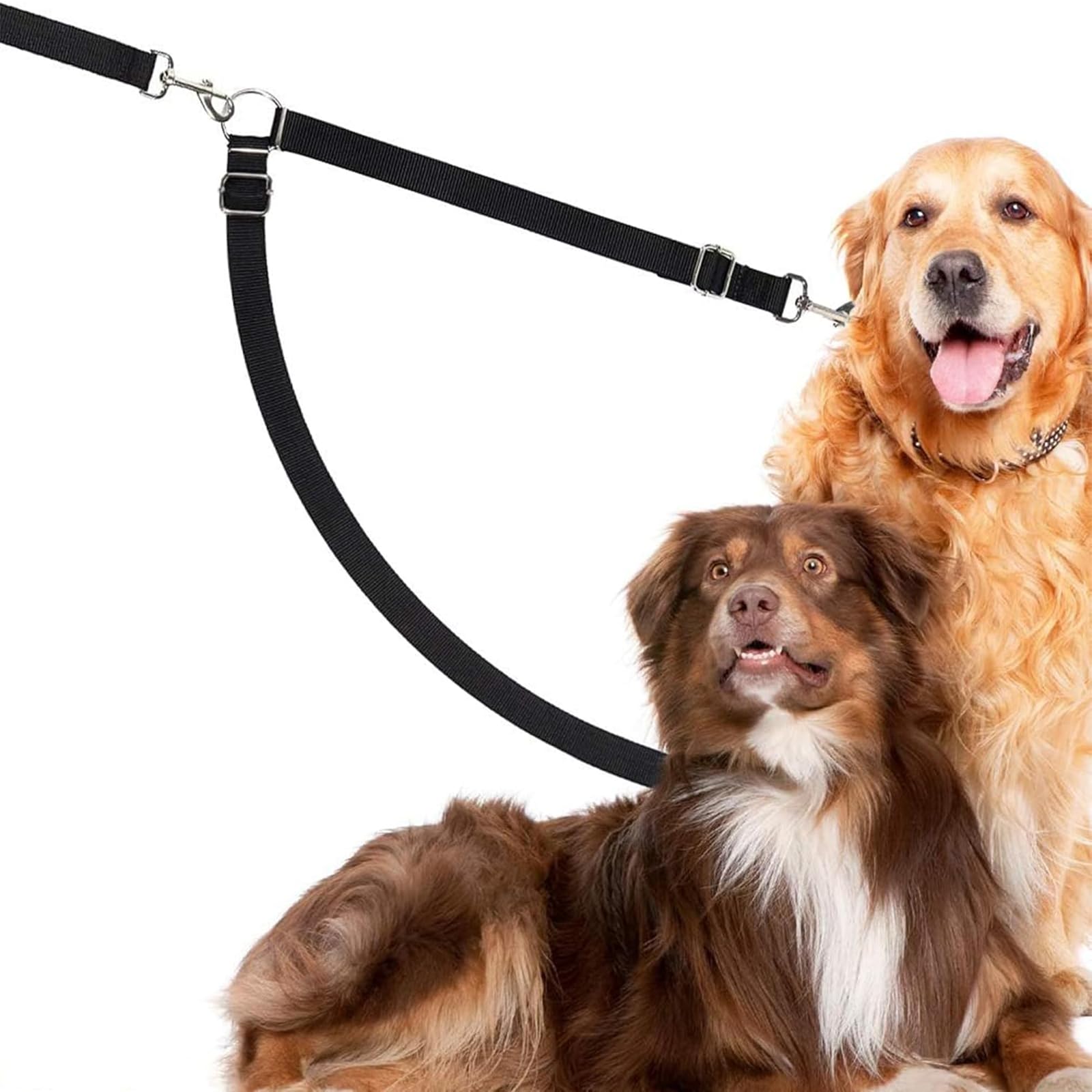 Double Dog Lead Coupler, Double Dog Lead, Dual Double Dog Adjustable Splitter Lead Durable Walker Trainer Leash, Perfect Leads for Walking 2 Dogs, Black - Image 4