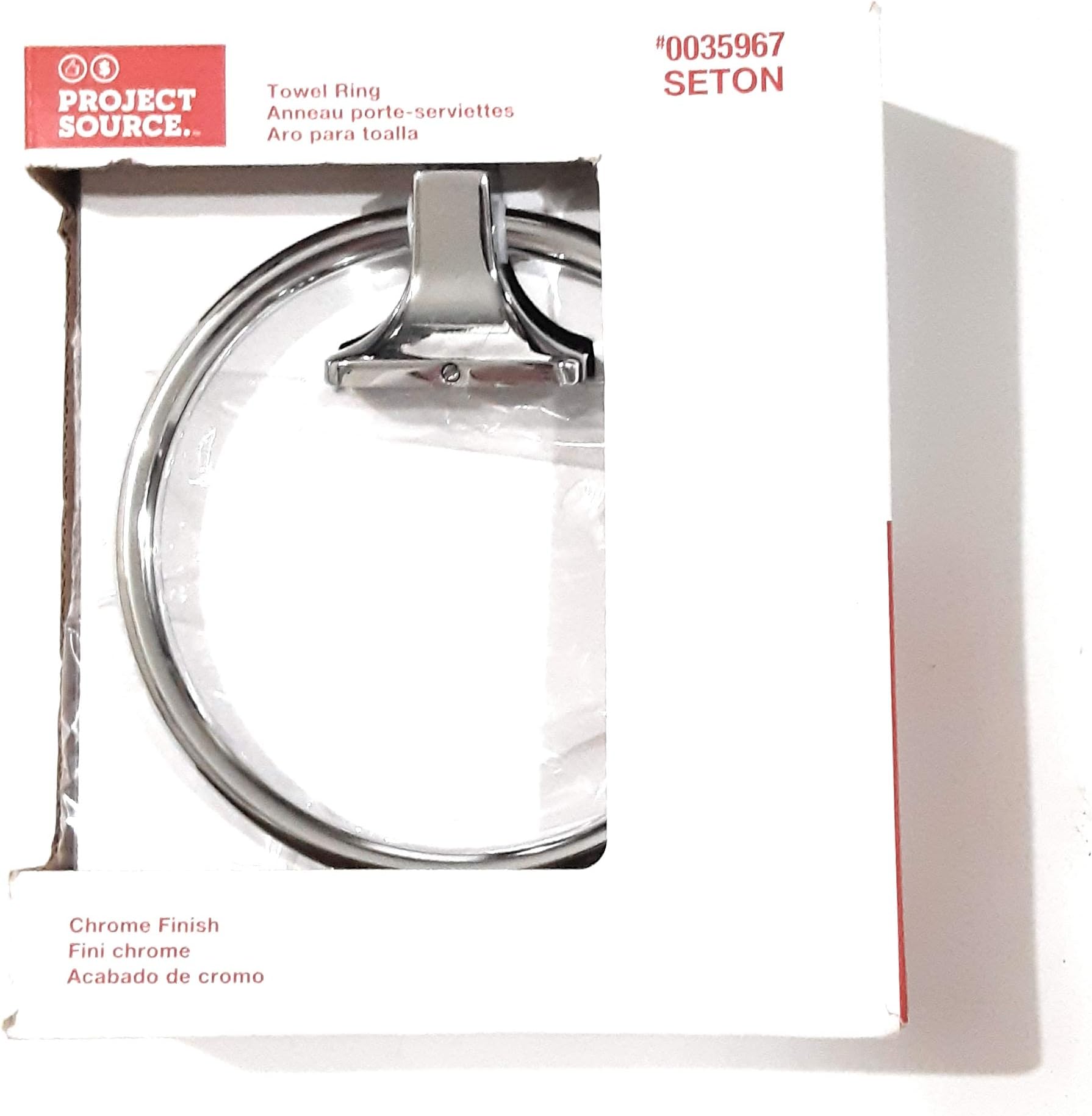 Seton Chrome Finish Wall Mount Towel Ring